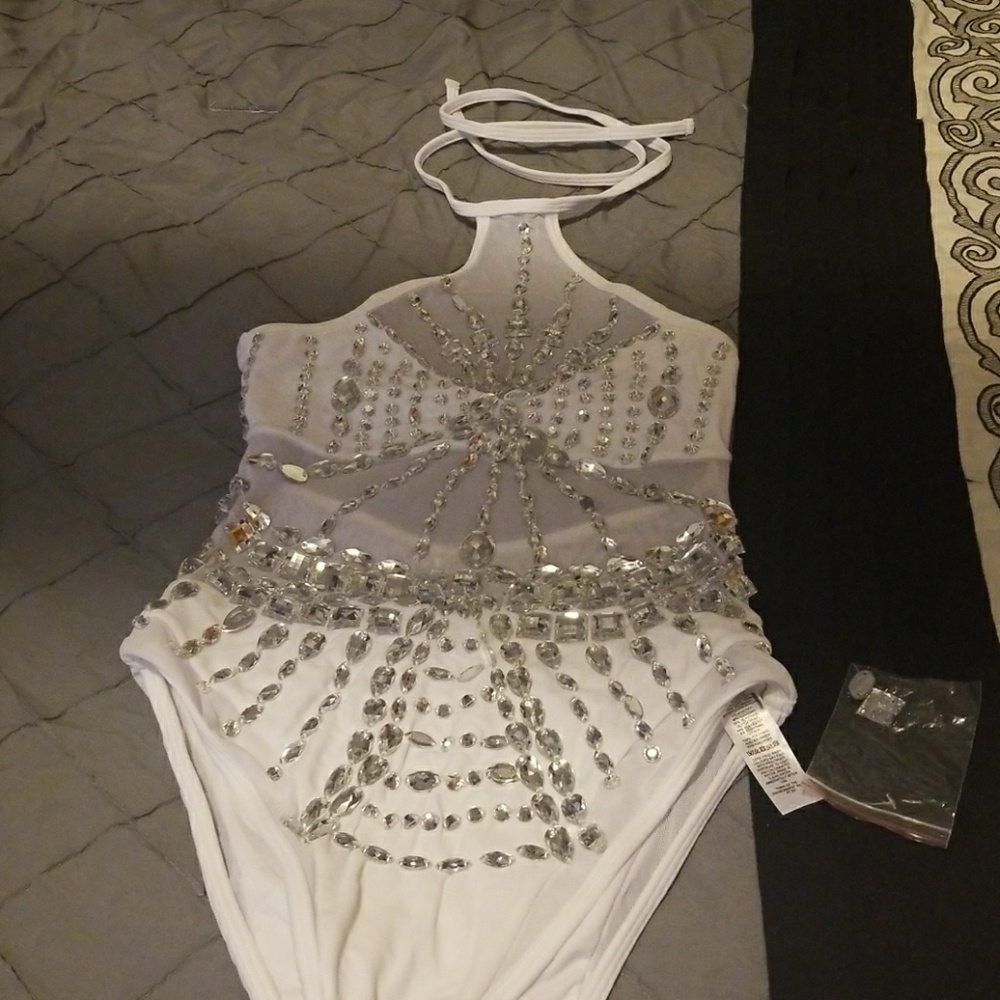 White Crystal One Piece Swimsuit
